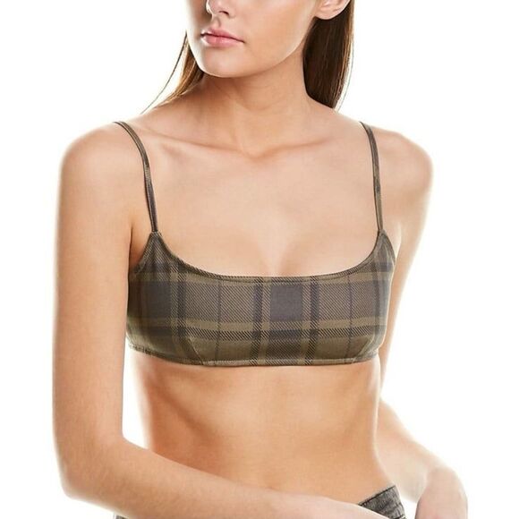 WeWoreWhat Women's Olive Cool Plaid Bra Top Size XL NWT - Picture 2 of 8